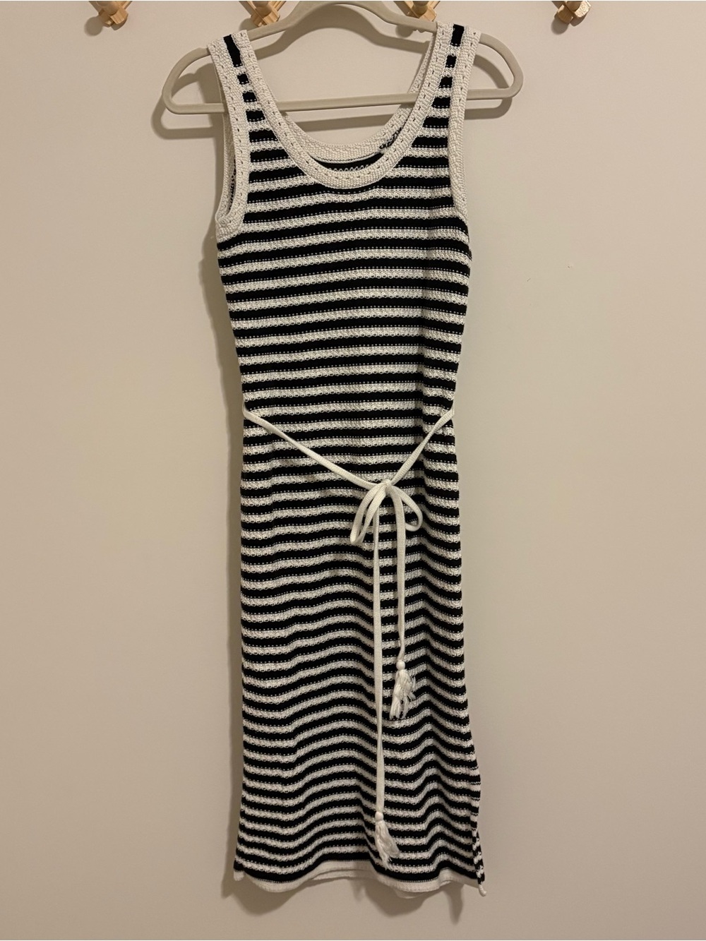 Nine West Black and White Striped Knit Dress size Medium